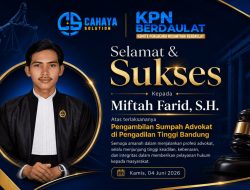 Miftah Farid Raih Tonggak Penting Karier Hukum, Resmi Menjadi Advokat